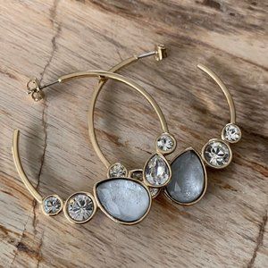 Dyrberg/Kern Rosalynn Swarovski crystal and quartz open hoop earrings